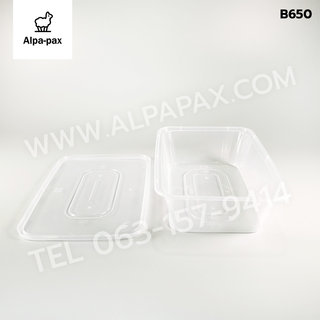 B650กล่องอาหารพลาสติก+ฝา 650ml. (ลัง 300ใบ) กล่องไมโครเวฟ กล่องข้าว กล่องอาหาร กล่องใส่อาหาร