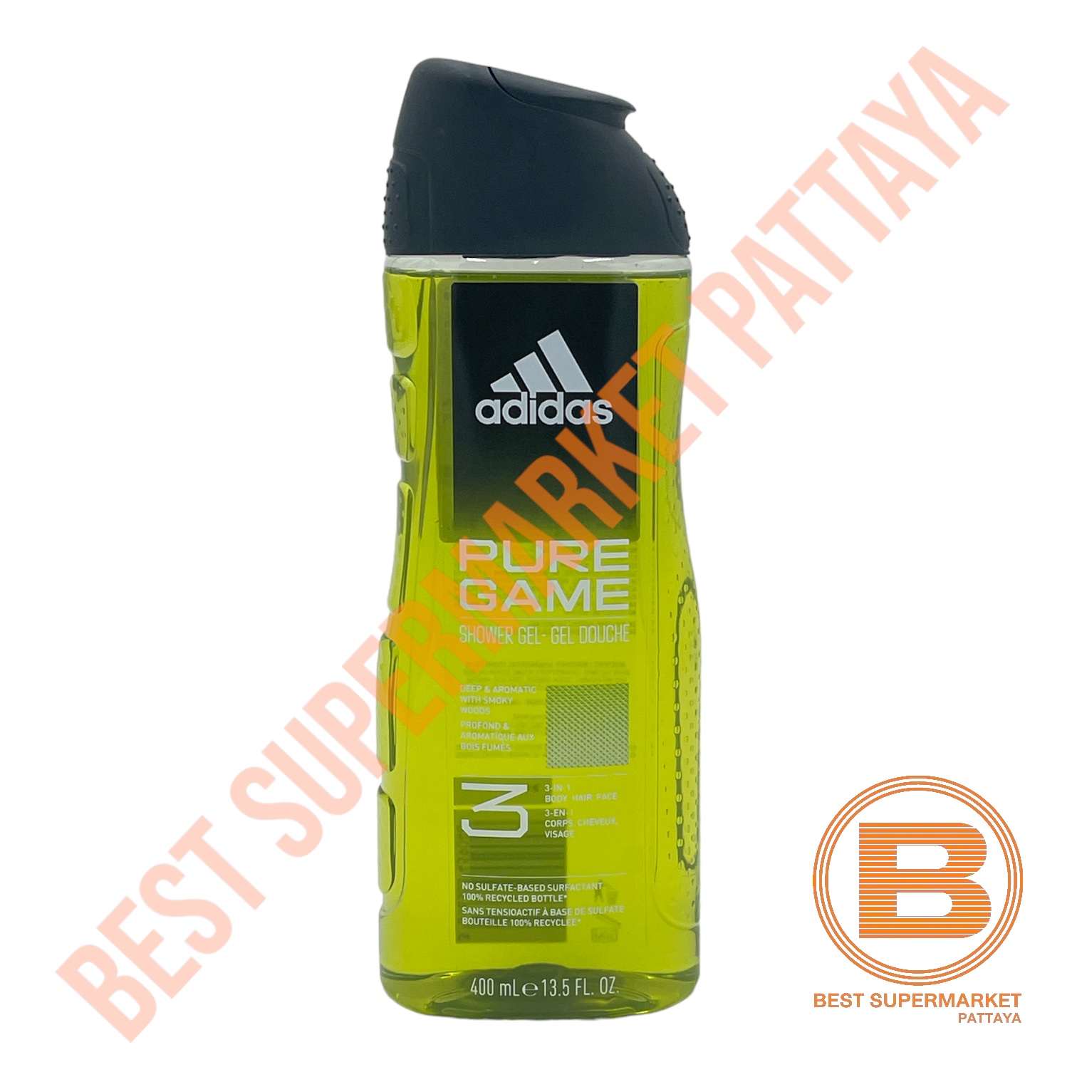 อาดิดาส เจลทำความสะอาดผิวกาย หน้า และผม 400 มล. Adidas Shower Gel 3 in 1 Body, Hair, Face 400 ml.