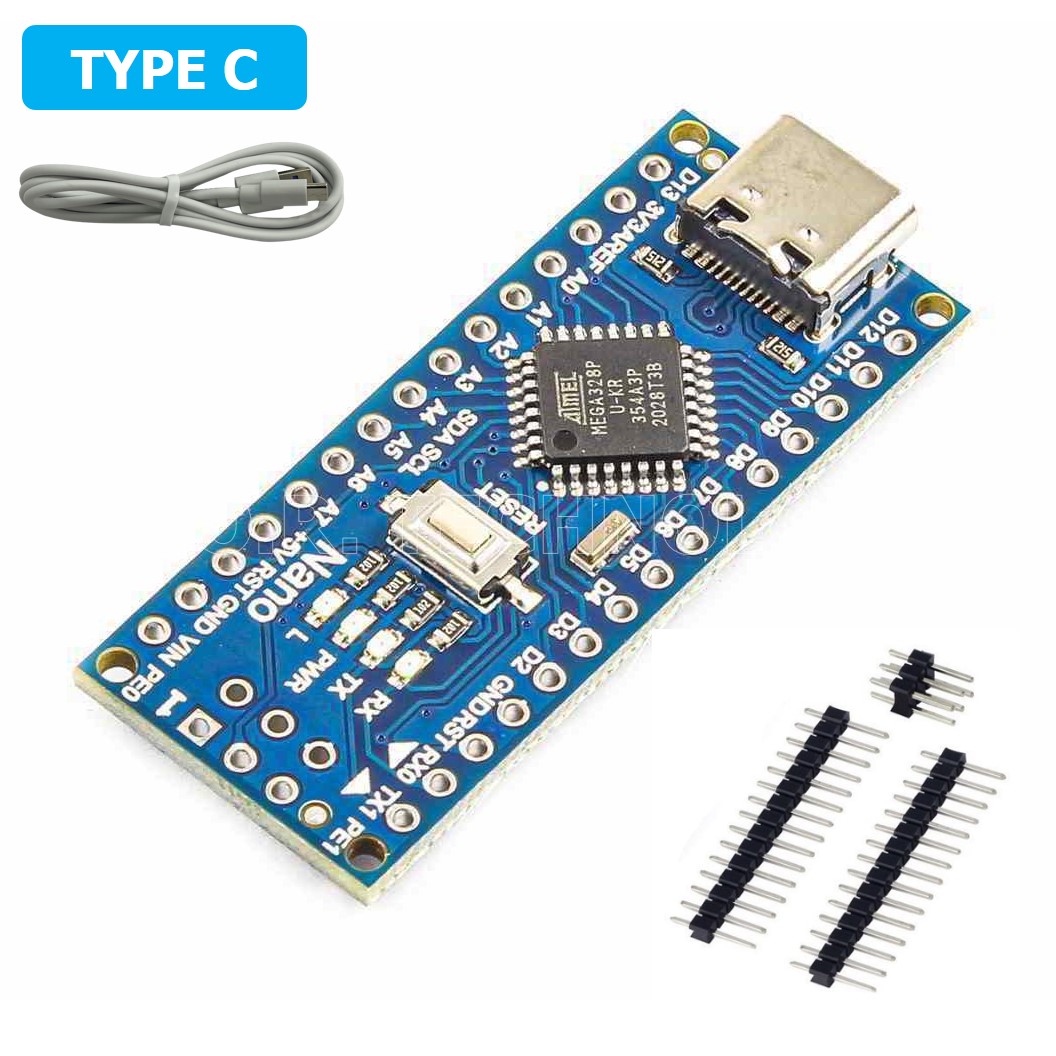 (1ชิ้น) AH031 บอร์ด Arduino Nano V3.0 พร้อมสาย ATmega328P CH340 CH340G Type-C แบบยังไม่บัดกรีขา Unsoldered