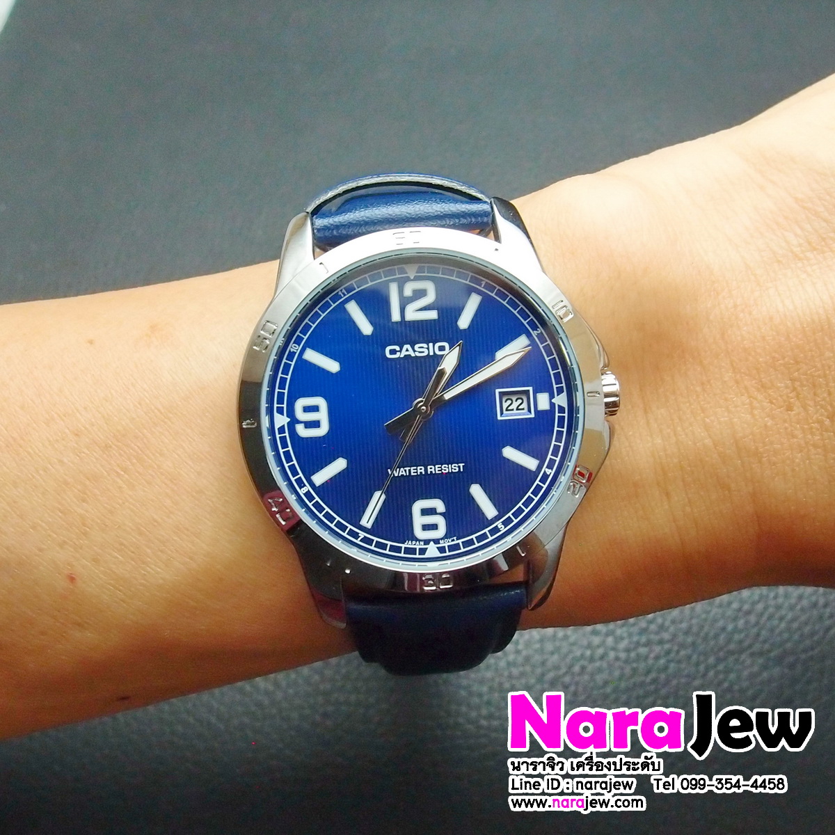 นาฬิกา CASIO คาสิโอ รุ่น MTP-V004L-2B หน้าปัดน้ำเงิน ใส่ได้ทั้งหญิงและชาย **สำหรับข้อมือ 14-18 ซม **