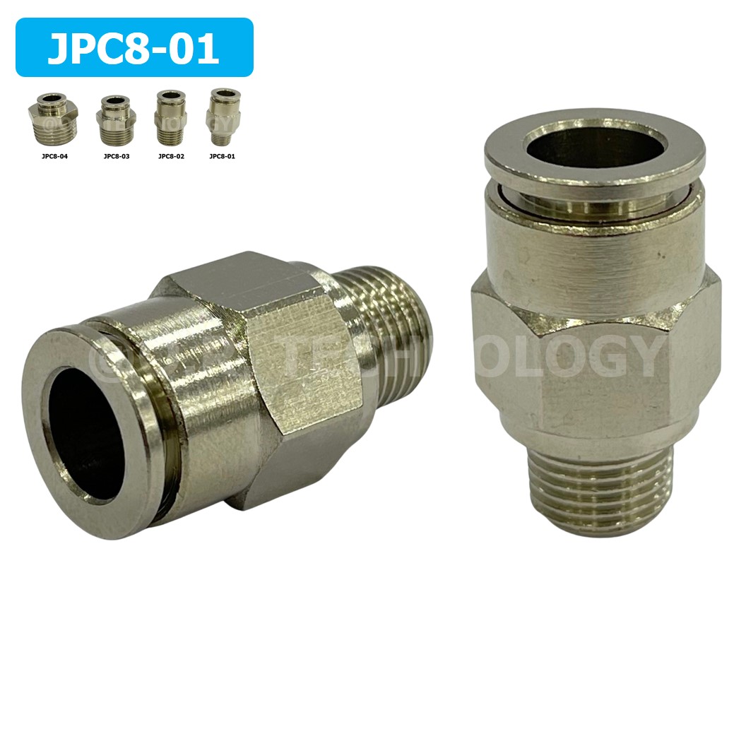 (1ชิ้น) JPC8-01 ข้อต่อลมสแตนเลสเกลียวนอก ข้อต่อลมเกลียวนอก ข้อต่อลม สแตนเลส STAINLESS Male Thread Straight Quick Connector Fitting