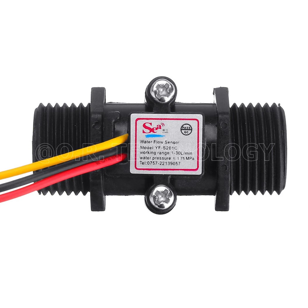 (1ชิ้น) NB174 มิเตอร์วัดอัตราการไหลของน้ำ(สีดำ) Water Flow Sensor (Sea) YF-S201C Flowmeter G1/2 1-30L/min 5-15V (Black)