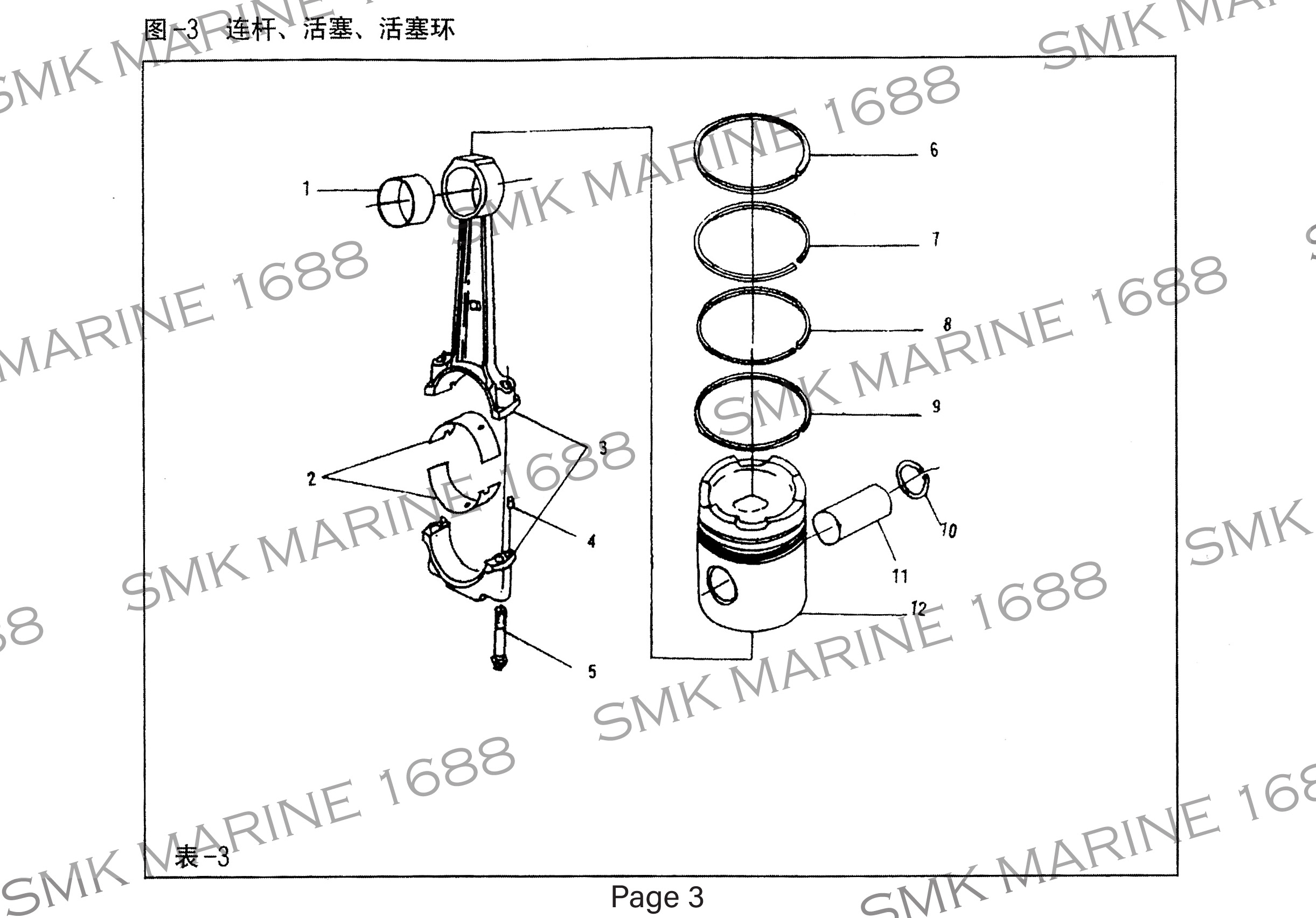 Cummins N Series 3801056 Piston Ring Set / ชุดแหวนลูกสูบ (4วง)