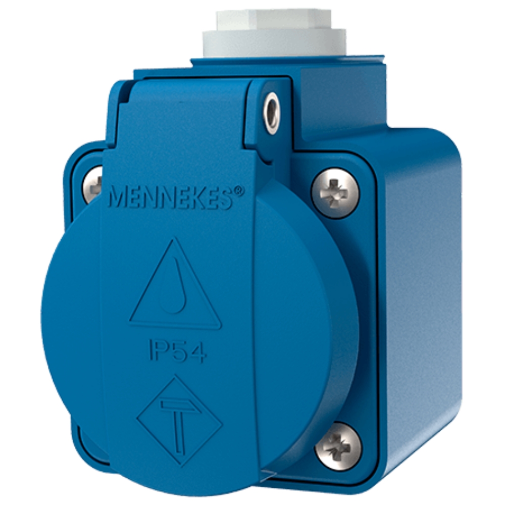 10082 MENNEKES blue ปลั๊กตัวเมียติดลอย รุ่น SCHUKO (2P+E) 16A 230V IP44 (Wall mounted socket SCHUKO® 10082)