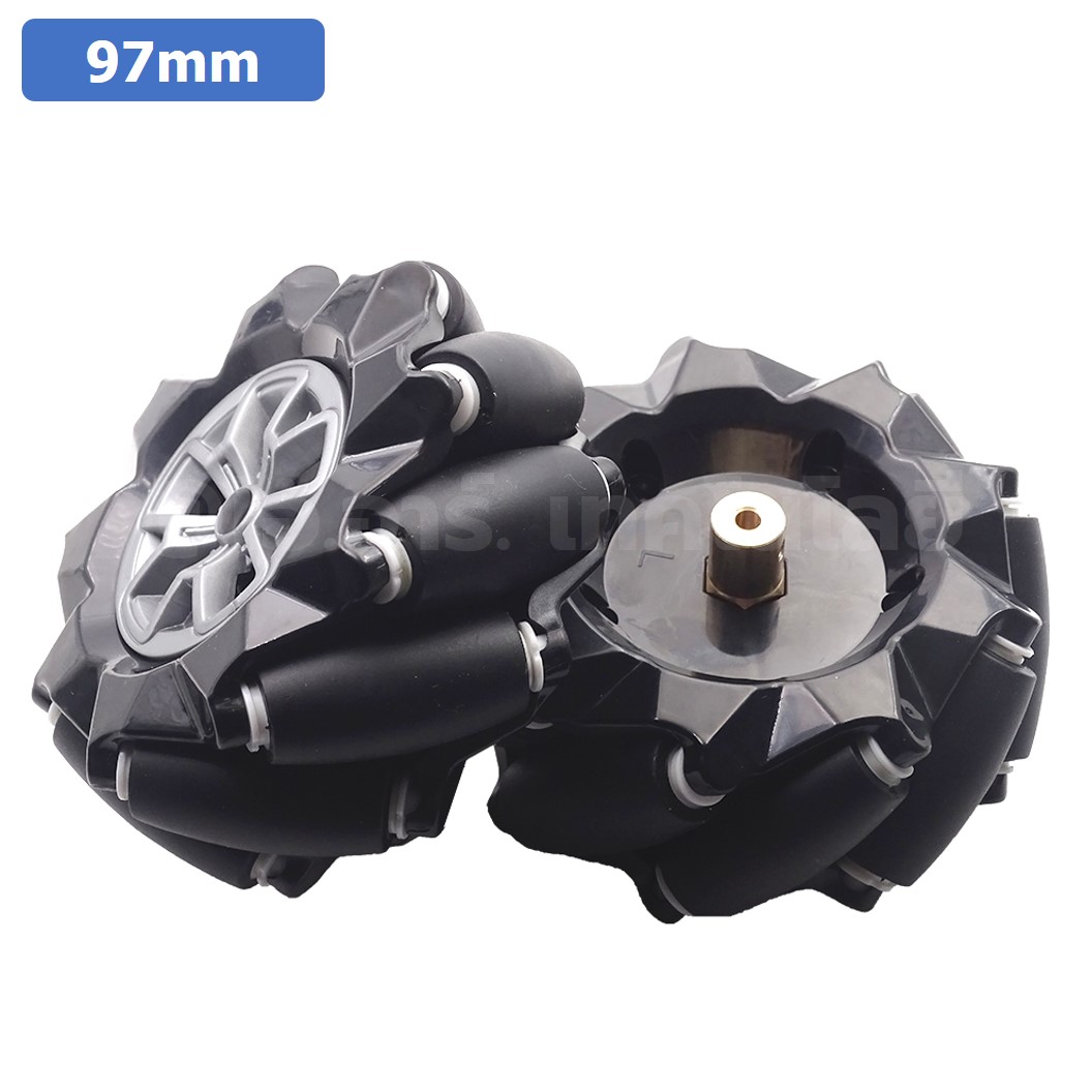 (1ชุด 2ล้อ L+R) MC097 ล้อแมคคานัม 97mm พร้อมแกนล้อ Mecanum wheel TT motor smart car ล้อหมุนรอบทิศทาง ล้อซ้าย+ล้อขวา