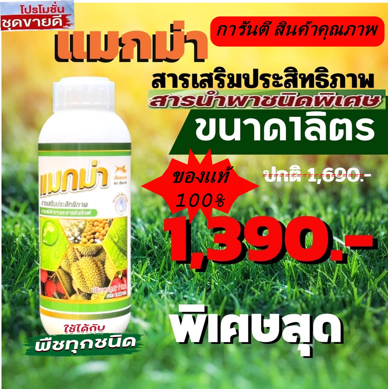แมกม่า สารเสริมประสิทธิภาพสูงดูดซึมใบพืชได้อย่างรวดเร็วภายใน 1-3 วินาที ตัวช่วยประหยัดปุ๋ยและยากำจัดวัชพืชหมดปัญหาเรื่องหนอนแมลงรบกวนพืช