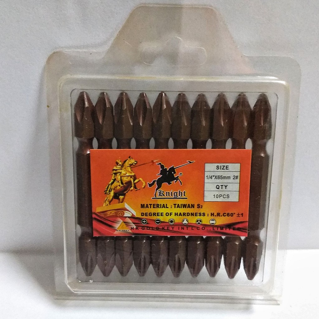 ดอกไขควงลม KNIGHT #2 X 65 มิล +,+ สีเงิน สีชา จำนวน 10 ดอก (ราคารวมแวท) หัวไขควงลม ดอกไขควง ดอกไขควงสว่านไฟฟ้า สว่านไร้สาย