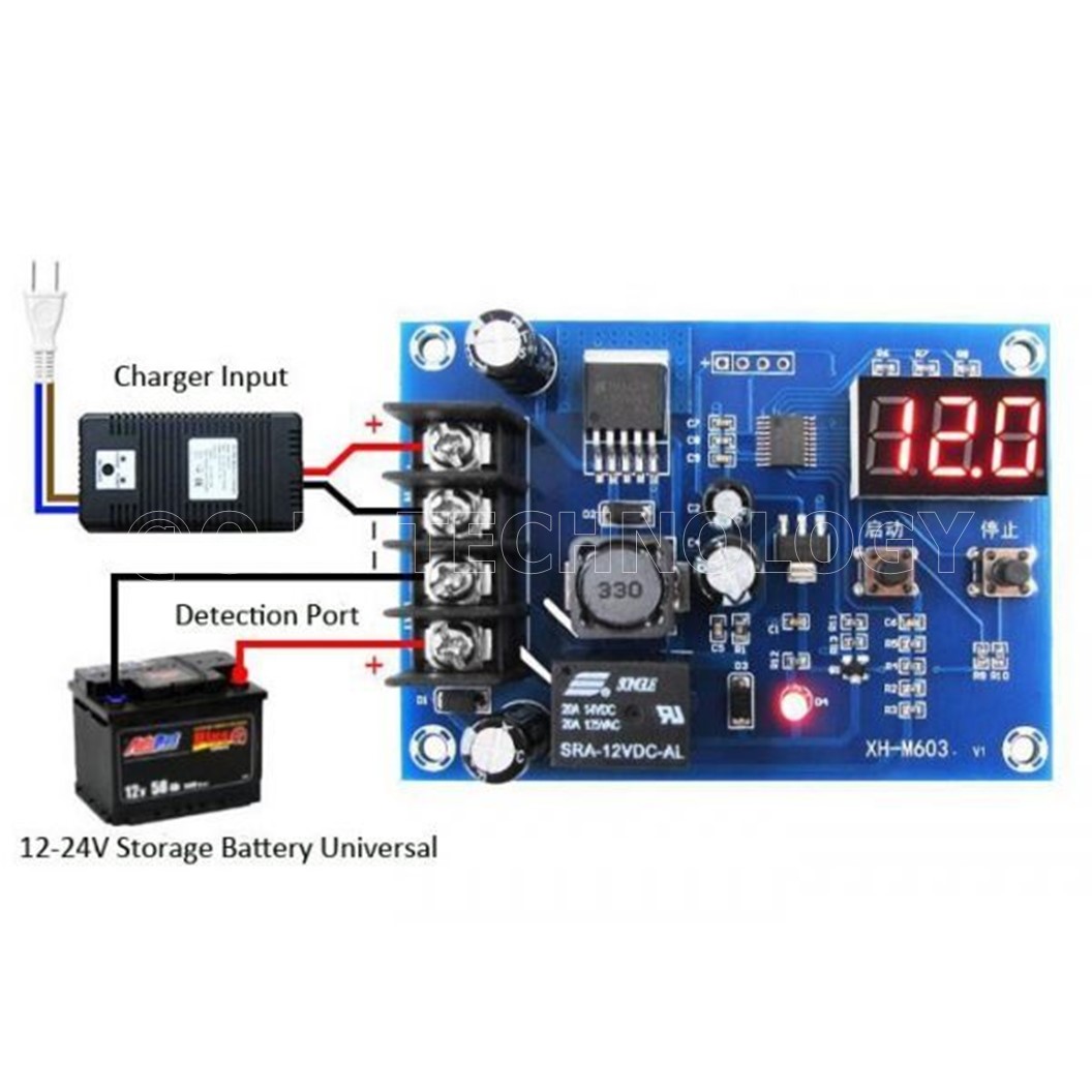 (1ชิ้น) AA480 โมดูลควบคุมการชาร์จแบตเตอรี่ โมดูลต่ำตัดสูงตัดการชาร์จแบตเตอรี่ โมดูลชาร์จแบตลิเธียม 12-24VDC Battery Charging Control Module Protection LED Voltmeter Board XH-M603 12-24V Storage Lithium Battery Charger Control Switch Protection Board With