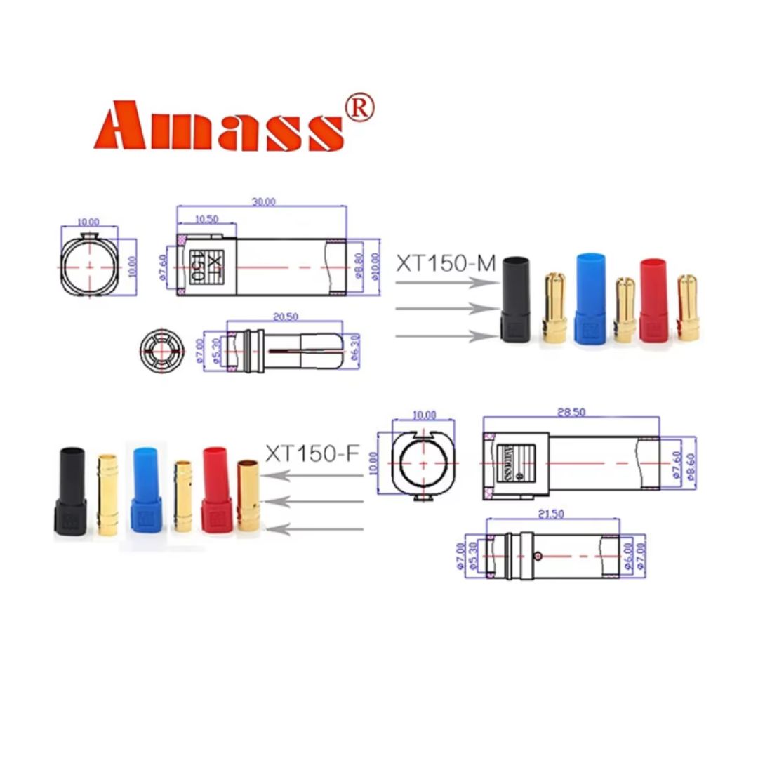 ปลั๊ก XT150 Connectors w/ 6mm Gold Connectors (แดง/ดำ/น้ำเงิน) ราคาต่อ 1 ชุด