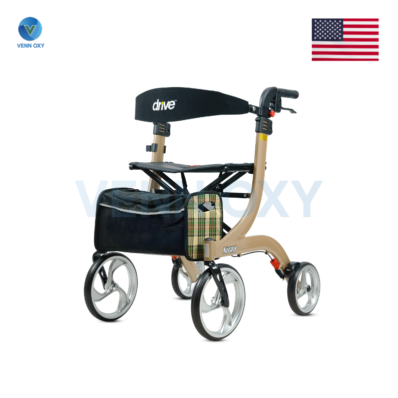 Rollator Nitro Medium วอล์คเกอร์ 4 ล้อ อุปกรณ์ช่วยพยุงเดิน สำหรับคนน้ำหนักเยอะ ยี่ห้อ Devilbiss (USA)