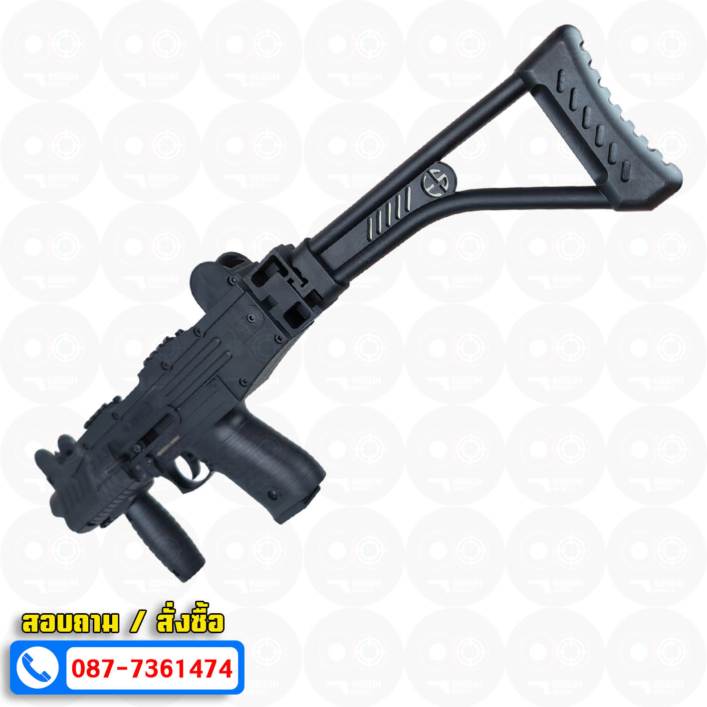 แบลงค์กัน อูซี่ EKOL ASI UZI Semi - Full Auto 9 mm. P.A.K. Blank gun สีดำ (แถม 2 แม็กกาซีน)