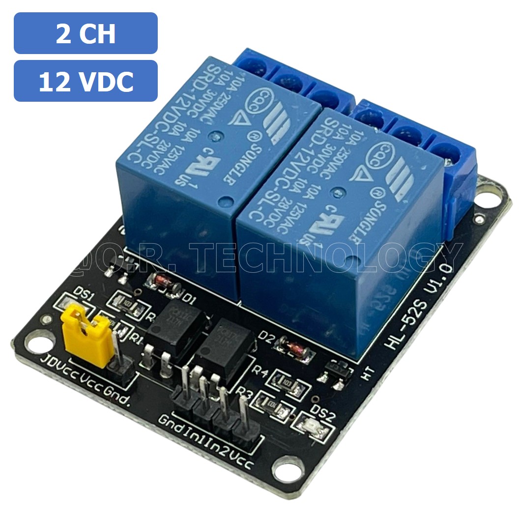 (1ชิ้น) NA189 โมดูลรีเลย์ 12VDC 2 ช่อง รีเลย์ 2 Channel Low Level Relay Module DC 12V (with light coupling)