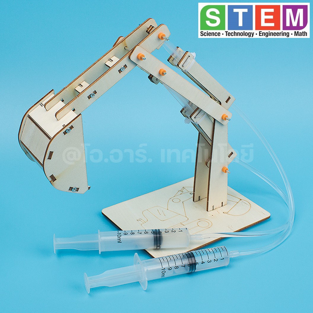 T-M81 ชุดประกอบไม้ มือขุด แขนกล ไฮดรอลิก Hydraulic Excavator Wooden Kit STEM Education ของเล่นเสริมทักษะ เสริมพัฒนาการ ชุดเรียนรู้ ชุดทดลอง