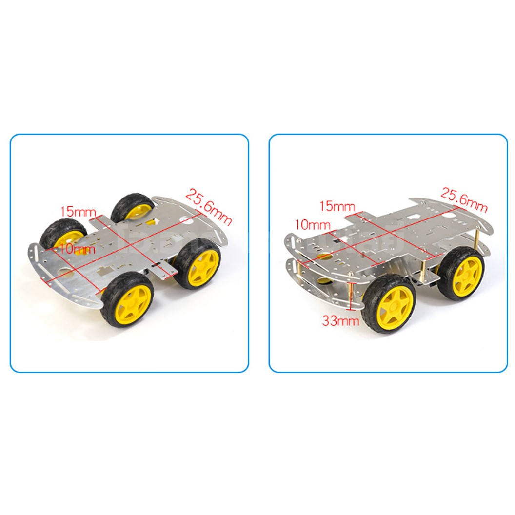 MC101 โครงรถอลูมิเนียม 1ชั้น ล้อแมคคานัม 4WD smart car Single layer chassis Mecanum wheel 60mm โครงรถ แมคคานัม