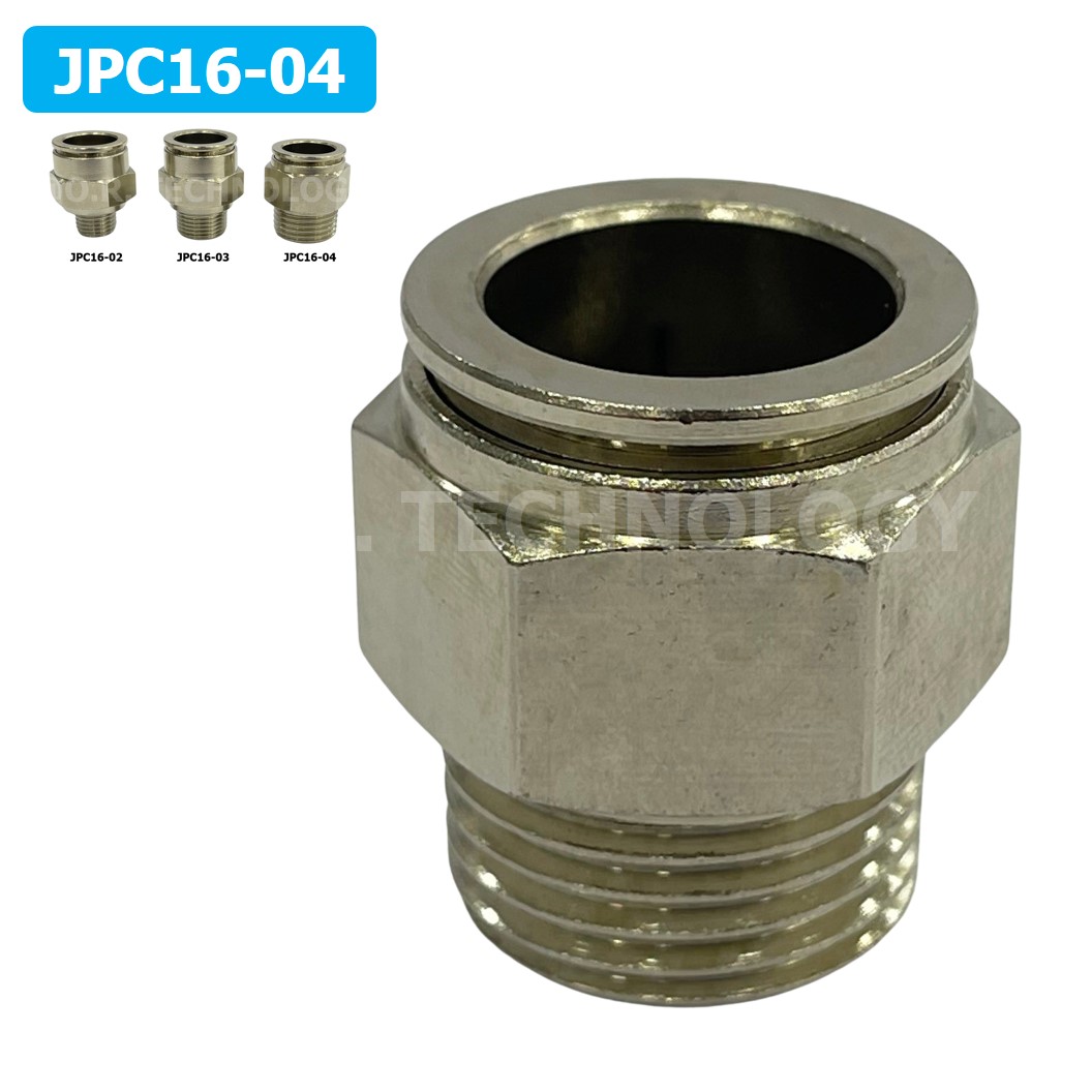 (1ชิ้น) JPC16-04 ข้อต่อลมสแตนเลสเกลียวนอก ข้อต่อลมเกลียวนอก ข้อต่อลม สแตนเลส STAINLESS Male Thread Straight Quick Connector Fitting