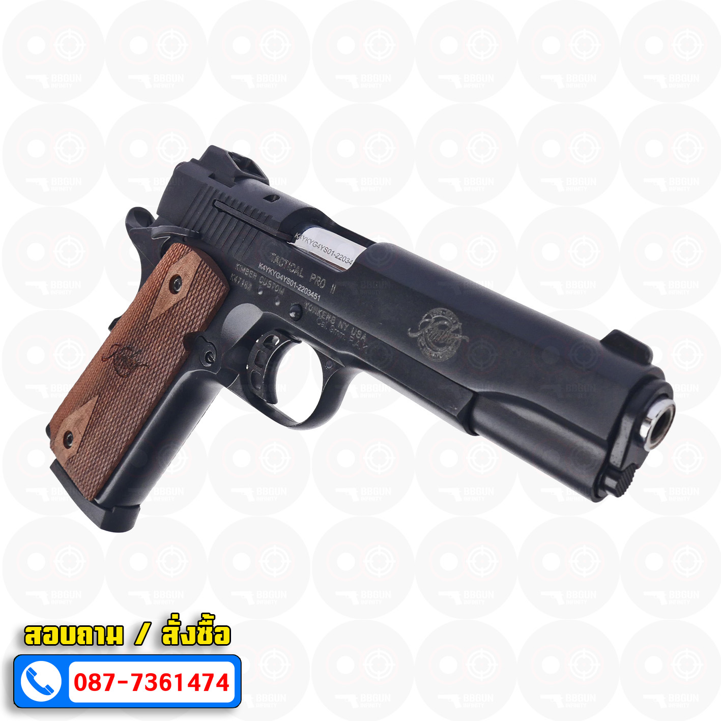 แบลงค์กัน KUZEY M1911 ลำกล้อง 5 นิ้ว KIMBER Blank Gun สีดำ ด้ามไม้