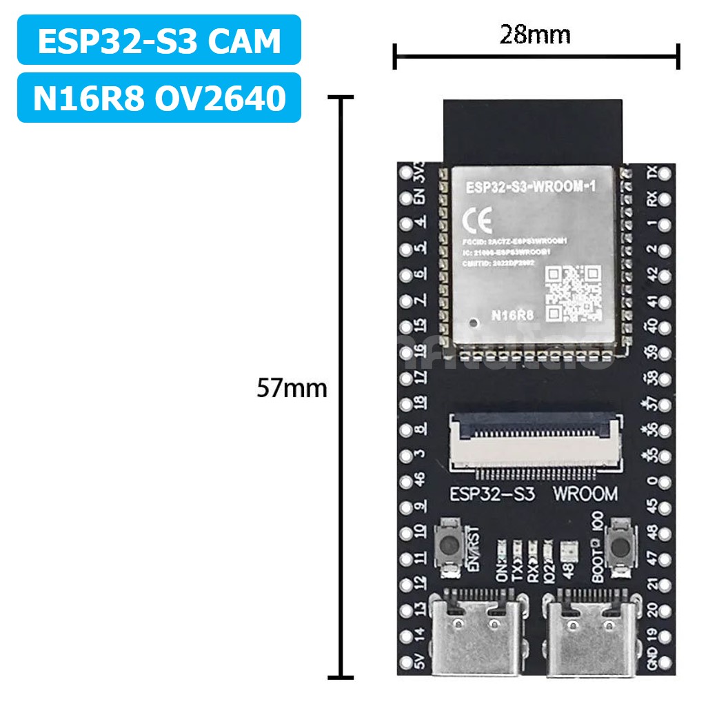 CB007 บอร์ด ESP32-S3 CAM N16R8 OV2640 Expressif ESP32-S3 WROOM WiFi+Bluetooth Board ESP-32-S3 Camera โมดูลกล้อง