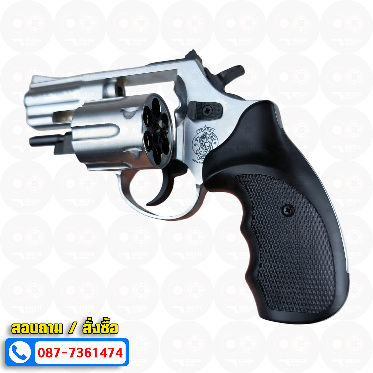 EKOL VIPER 2.5 WHITE แบลงค์กัน ลูกโม่ 2.5 นิ้ว สีเงินด้าน Smith & Wesson Revolver BLANK GUN