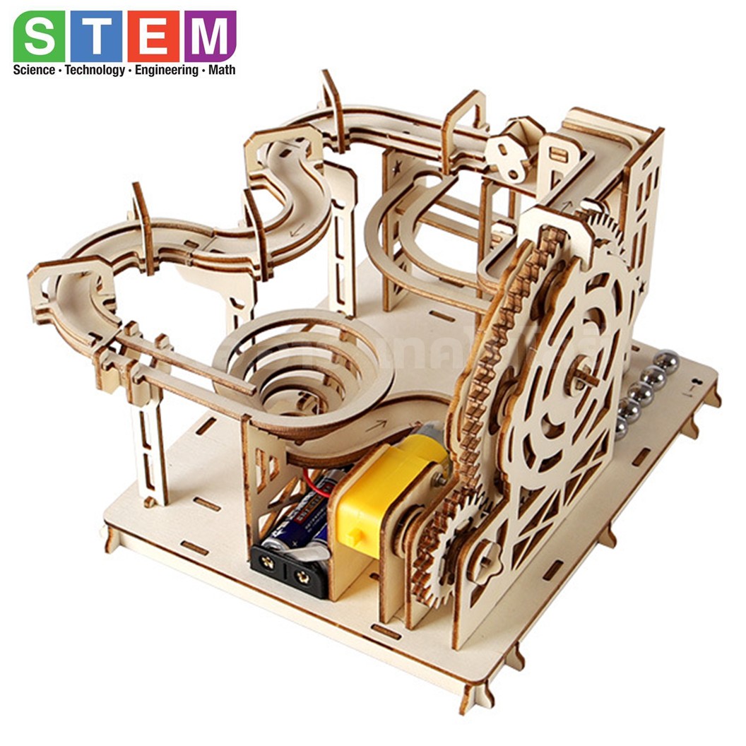 T-M283 ชุดประกอบไม้ บอลเขาวงกตไฟฟ้า Electric Roller Coaster Ball Puzzle Wooden Kit STEM Education ของเล่นเสริมทักษะ เสริมพัฒนาการ ชุดเรียนรู้ ชุดทดลอง Rolling Ball