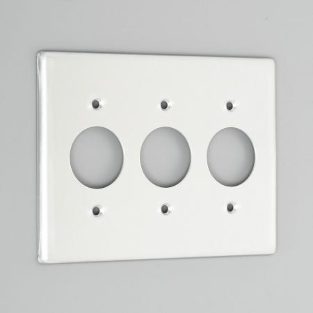 AMERICAN DENKI 7073A 3-Gang 3-Receptacle, φ35.5×3, Mounting Screw Spacing 60.5 Wall Plate [Aluminum]