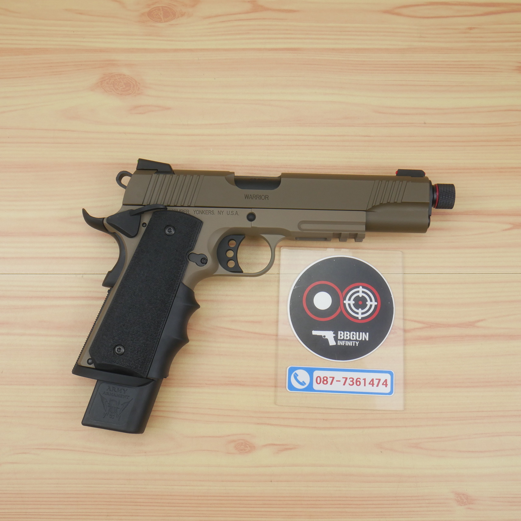 บีบีกันอัดแก๊ส Army Armament R32-1 Kimber Custom สีทราย (Tan) BB GUN