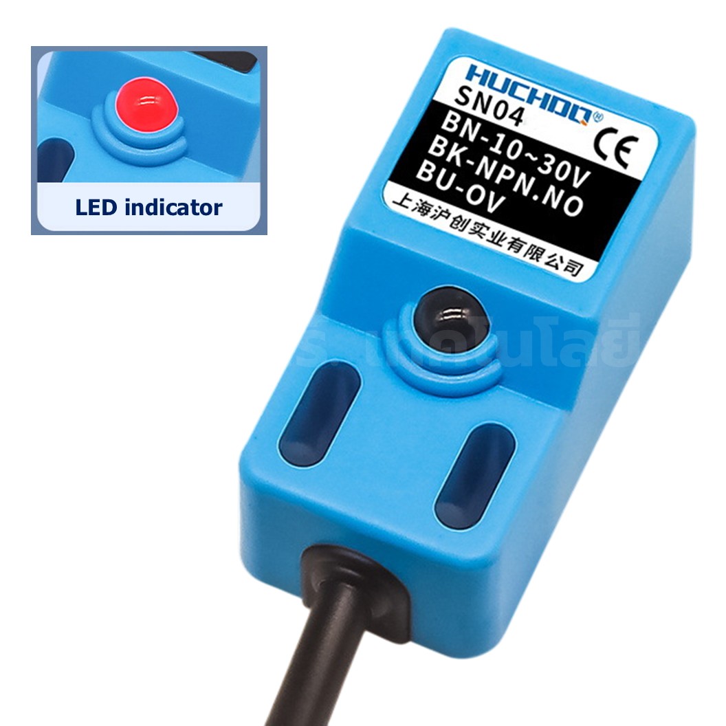 SN04 Proximity Switch พร็อกซิมิตี้สวิทช์ เซนเซอร์ตรวจจับโลหะ 10-30VDC Sensing 5mm NPN/PNP NO/NC แบบ 3สาย/2สาย 2/3-wire Proximity sensor ระยะตรวจจับ 5mm HUCHOO Metal sensor เซนเซอร์ตรวจจับเหล็ก