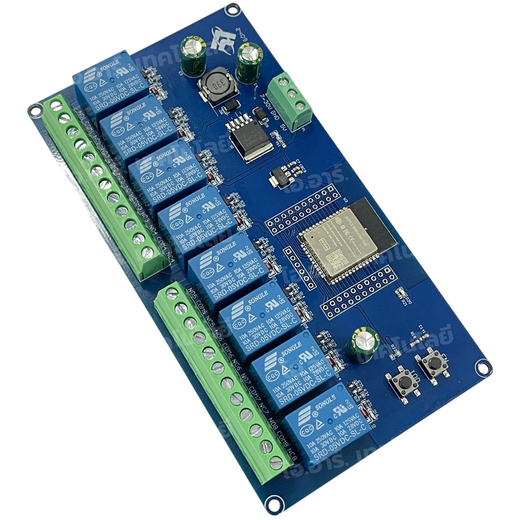 ESP32-Relay-X8 บอร์ด ESP32 พร้อมรีเลย์ 8 ช่อง 7-30VDC ESP32 WiFi Bluetooth 8 Channel Relay module ESP32-WROOM BLE development board