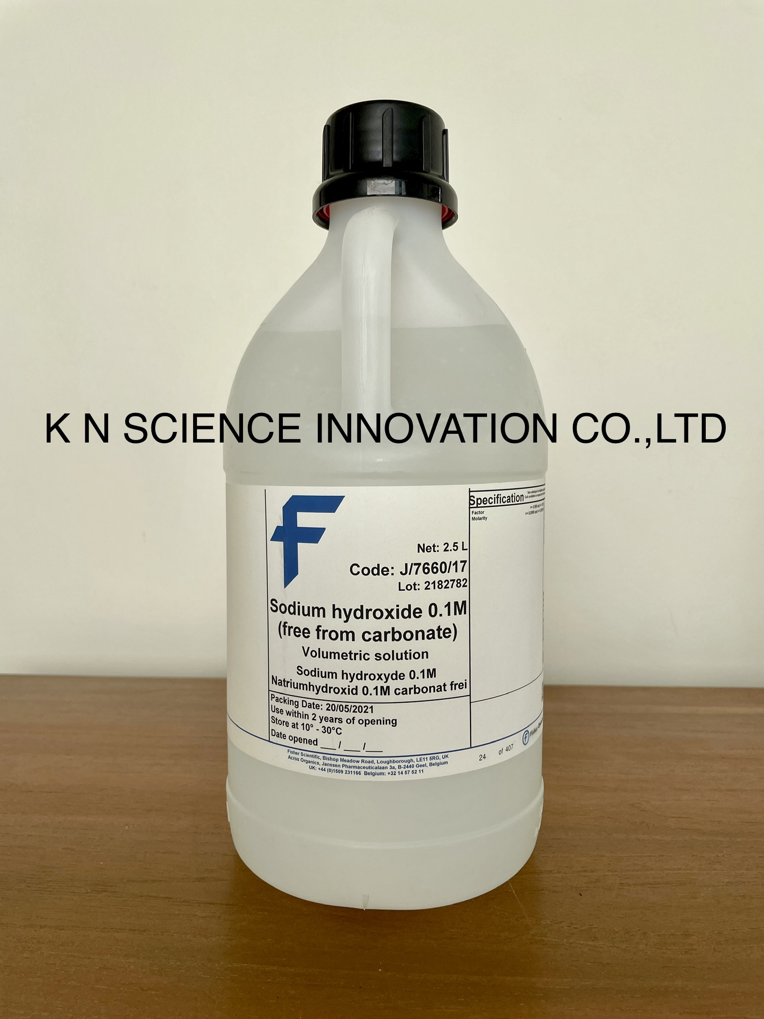 Sodium hydroxide, 0.1M (0.1N), Free from carbonate, Traceable to NIST & conform to BP/EP ,1 L, Fisher Chemical™ J/7660/15