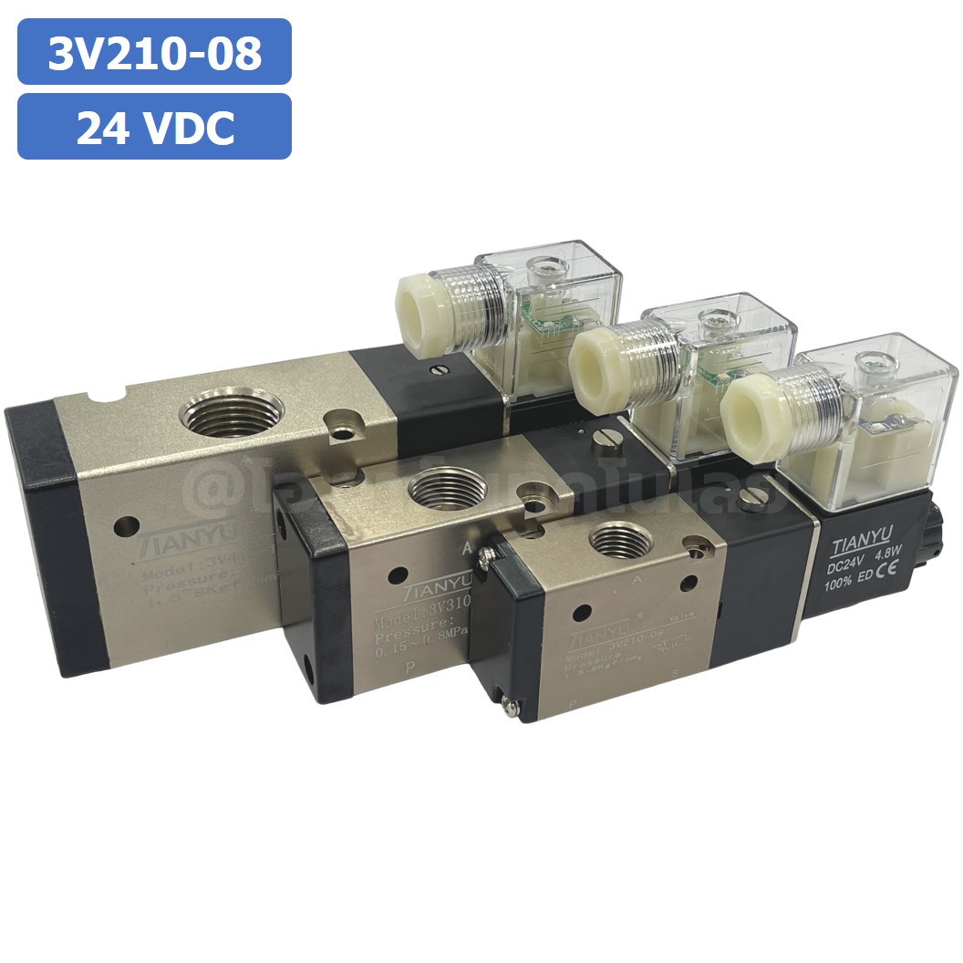 3V โซลินอยด์วาล์ว คอยด์ 1ข้าง/2ข้าง 3/2 way Solenoid Valve Single/Double coil Pneumatic TIANYU โซลินอยลม วาล์วลม