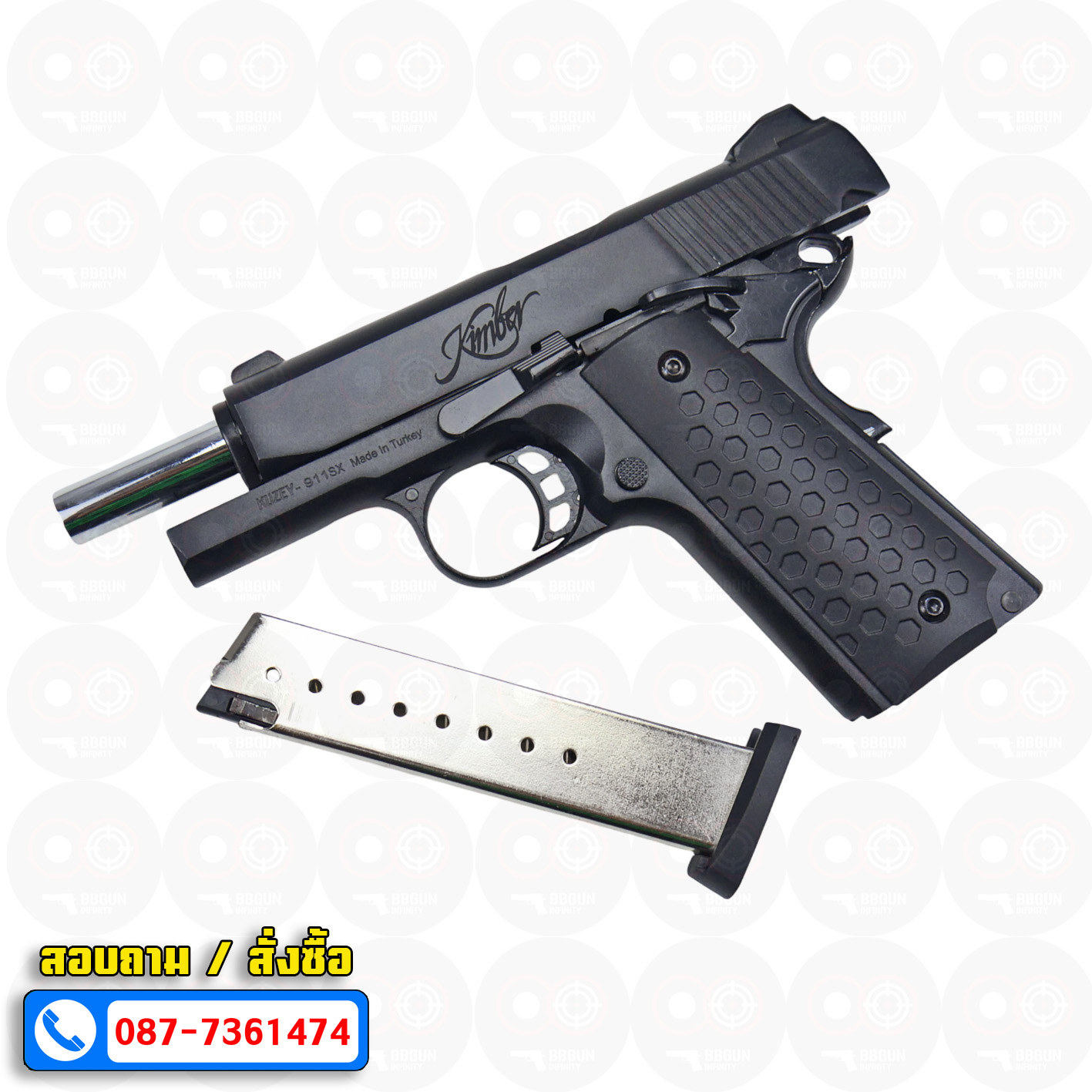 Blank Gun KUZEY 911SX Kimber ลํากล้อง 4 นิ้ว สีดำ แบลงค์กัน (แถมกล่องใส่ปืน)