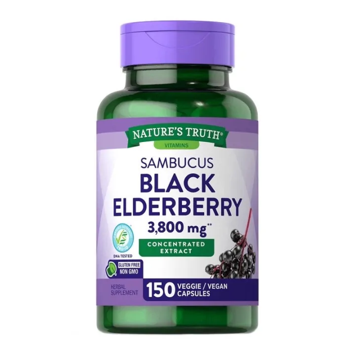 สูตรเข้มข้น Nature's truth Sambucus black Elderberry 3800 mg 150 capsules เอลเดอร์เบอรี่ ป้องกันหวัด เสริมสร้างภูมิคุ้มกัน