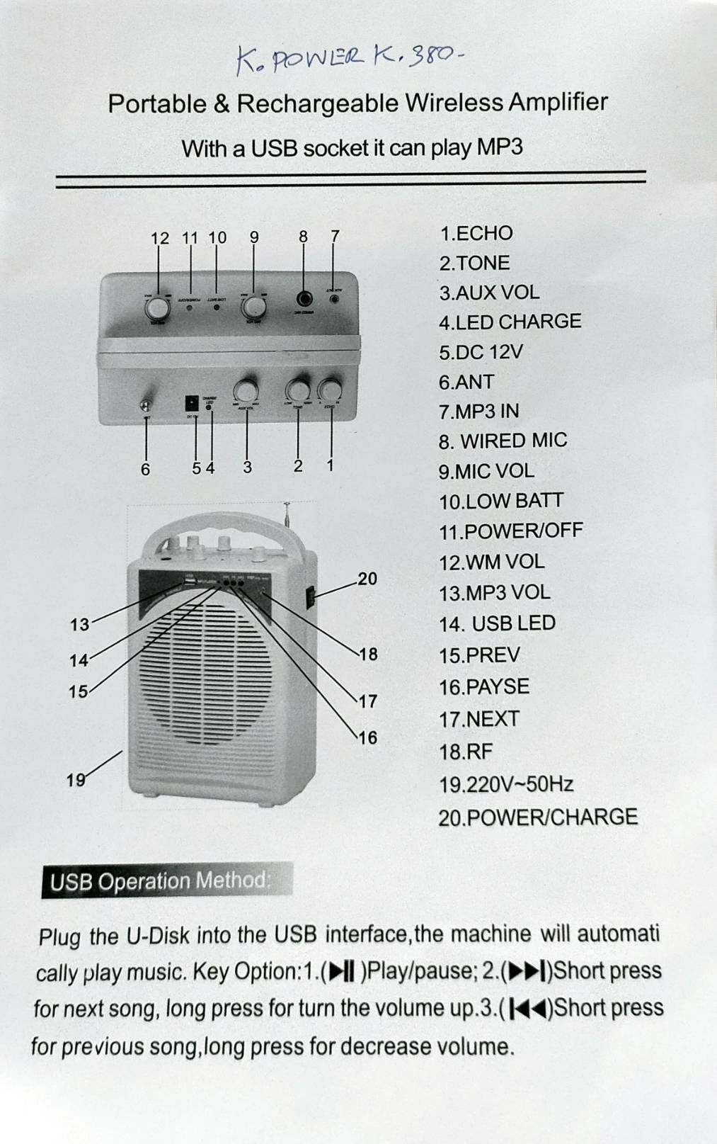 K.POWER K 380 คล้องหู 1