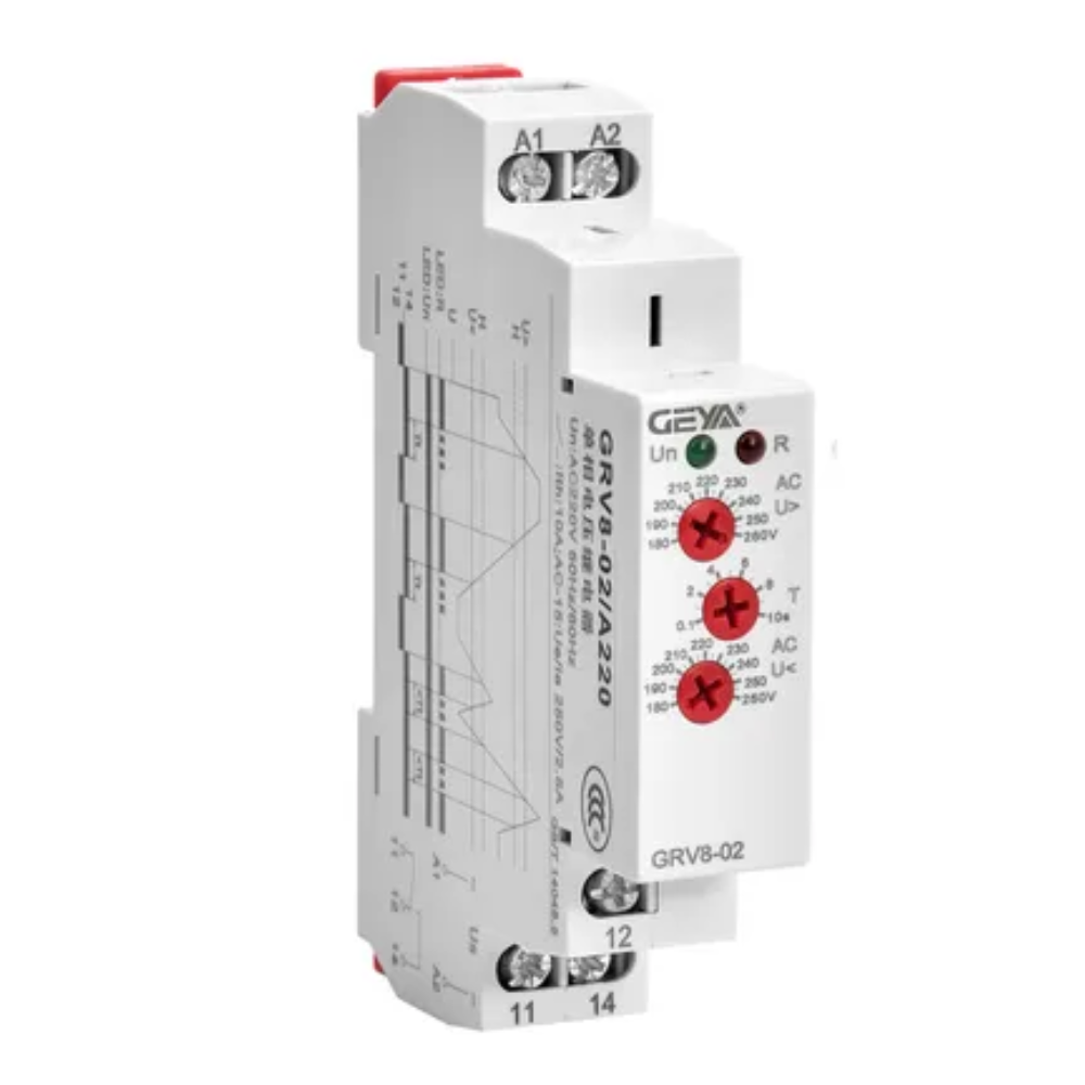 GEYA Delay Time Relay รีเลย์ตั้งเวลาอิเล็กทรอนิกส์ รุ่น GRV8-02 Un : DC12V,AC/DC24V-48V,AC220V 50/60Hz