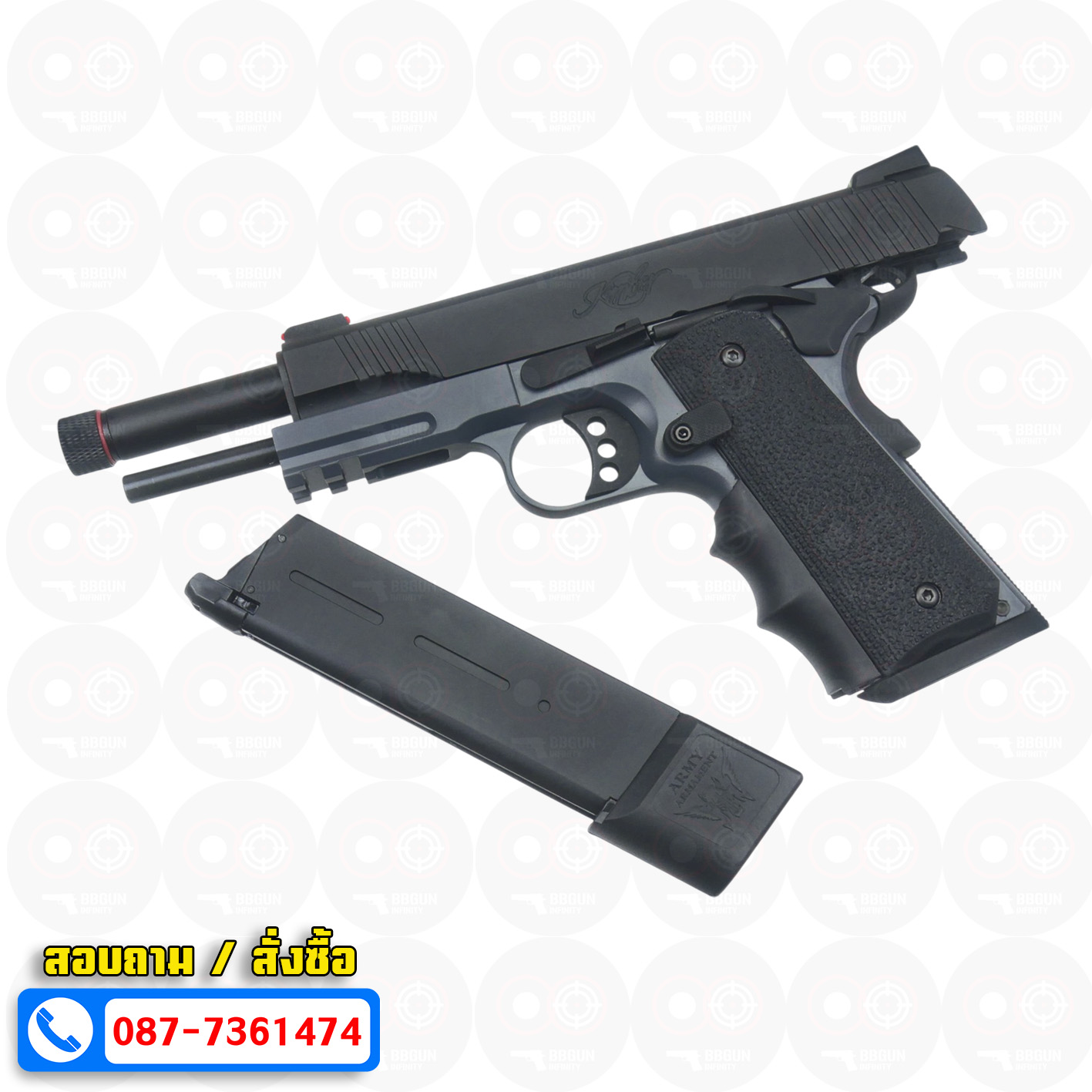บีบีกันอัดแก๊ส Army Armament R32-2 Kimber Custom สีดำเทา (Grey) BB GUN