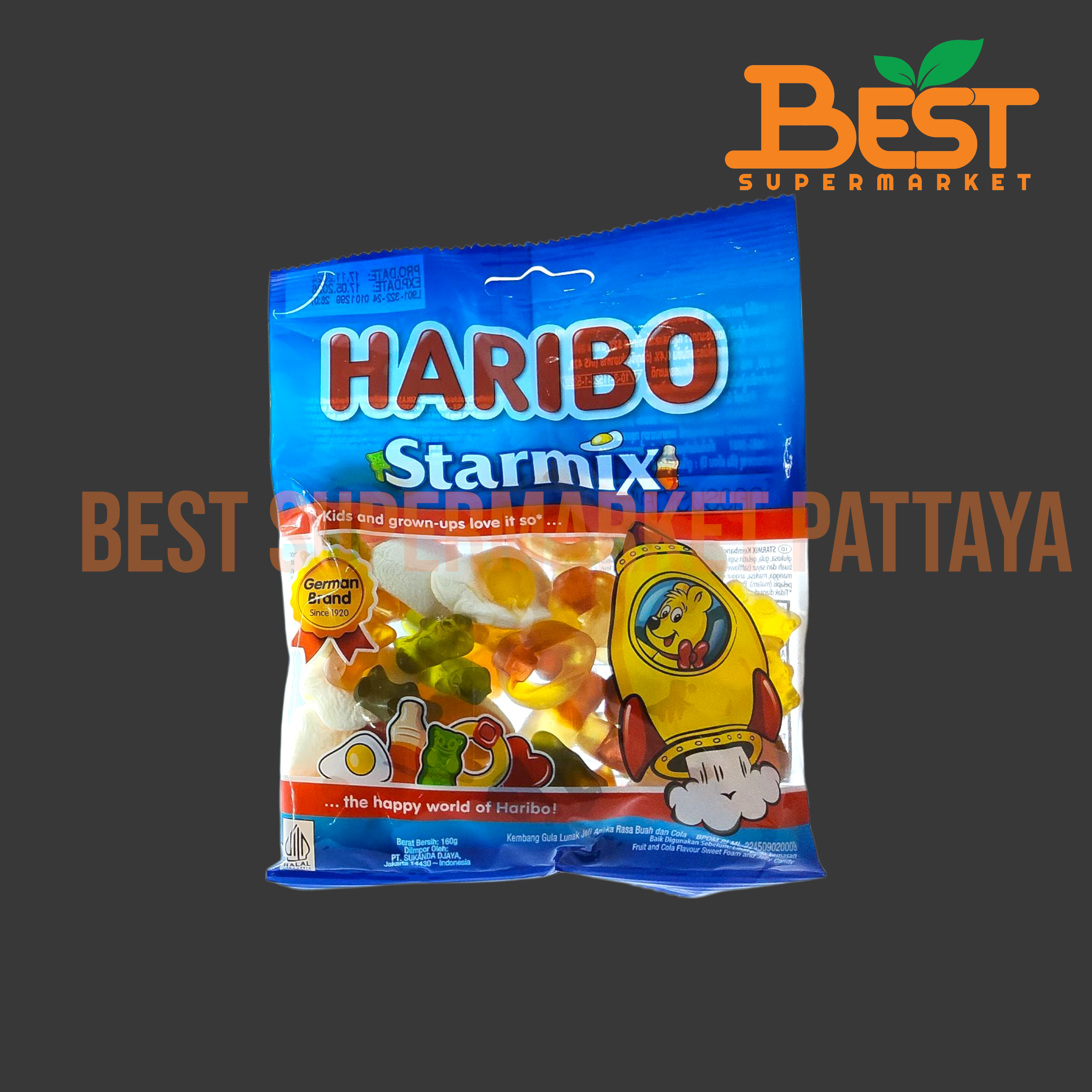 ฮาริโบ้ วุ้นเจราตินสำเร็จรูปรวมกลิ่นผลไม้รูปต่างๆ 160 กรัม.HARIBO Starmix 160 g.