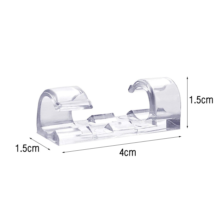 [10ชิ้น/ชุด] ที่เก็บสายไฟสีใส ไม่ต้องเจาะ คลิปหนีบสายเคเบิล แบบมีกาวในตัว /แคลมป์จัดการสายเคเบิล USB