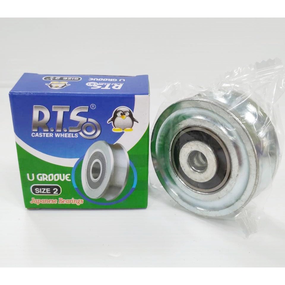 ล้อประตูเหล็ก ล้อประตูรั้ว ร่องกลม U / ร่องฉาก V เหล็กเหนียว ลูกปืนญี่ปุ่น (จำนวน 2 ลูก)