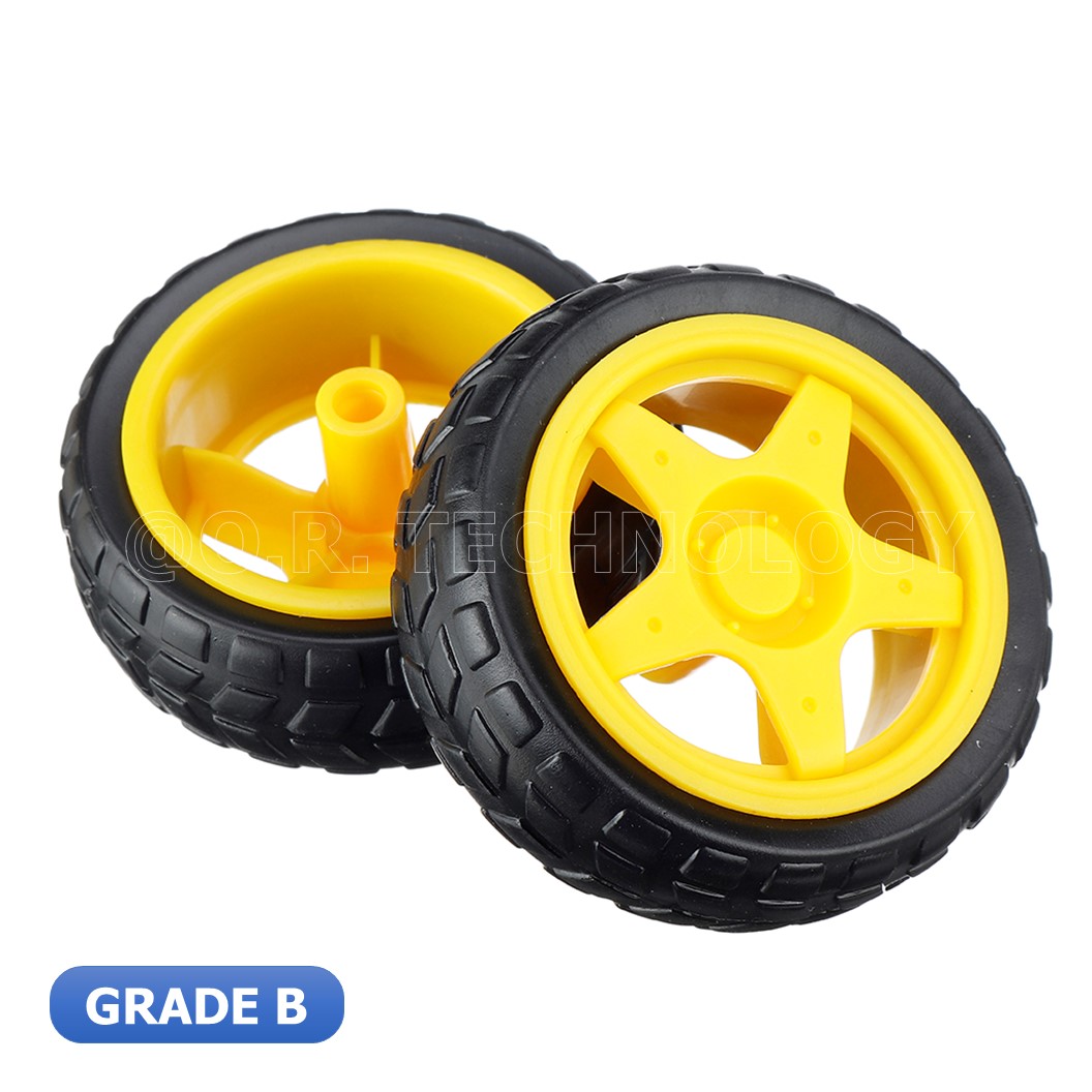 (1ชุด มี 4ล้อ) AD091 ล้อรถ ล้อรถหุ่นยนต์ ล้อประกอบรถ ล้อรถของเล่น อย่างดี Robot Smart Car Wheel Tyre Grade B, Diameter : About 66mm, Thickness : About 26mm