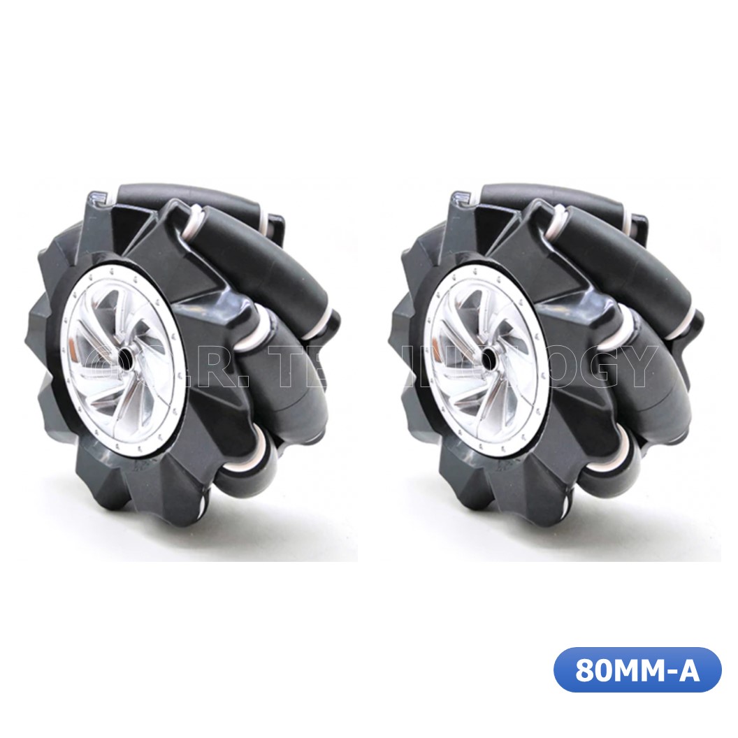 (1ชุด มี 2ล้อ-ซ้าย,ขวา) AD149 ชุดล้อ แมคคานัม ล้อหมุนรอบทิศทาง ขนาด 80MM-A สีดำ (ไม่รวม แกนล้อ) Black Mecanum Wheel 80MM-A (Not include couplings)