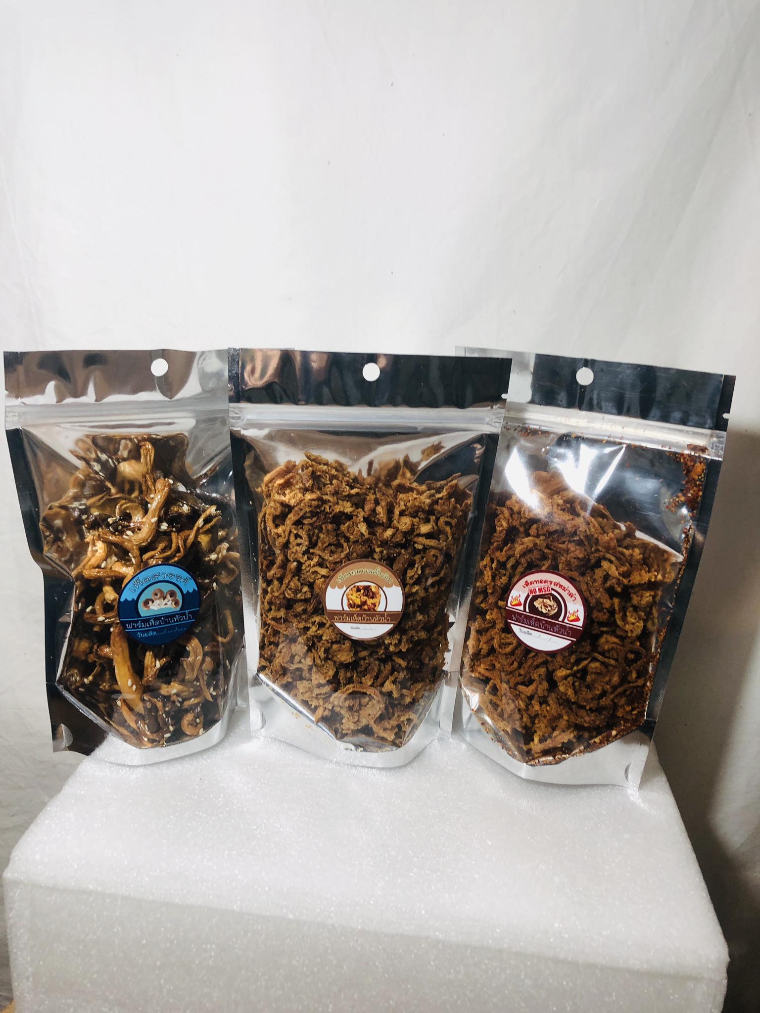 เห็ดทอดกรอบ เห็ดแปรรูป เห็ดนางฟ้าอบกรอบ เห็ดอบกรอบ เห็ดปรุงรส เห็อทอดรสหม่าล่า เห็ดสวรรค์ ฟาร์มเห็ดบ้านหัวน้ำ