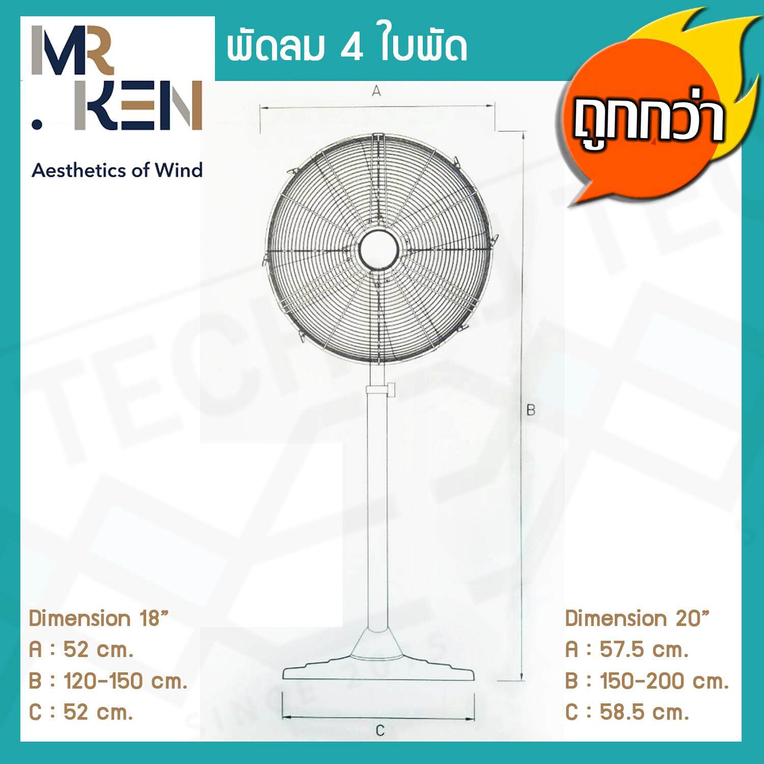Mr.Ken พัดลมตั้งพื้น 4 ใบพัด Aircrafts Series แบบ Stand ขนาด 18 นิ้ว สี PW