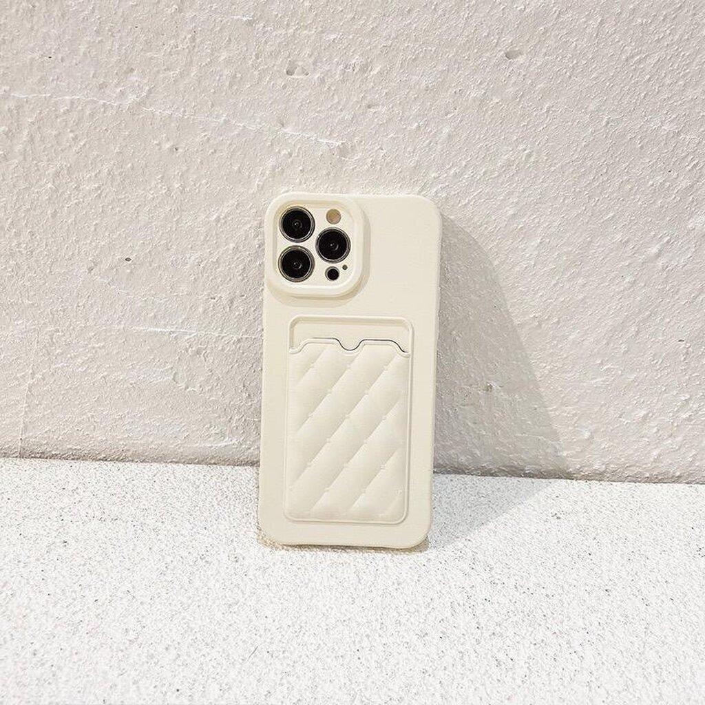 เคสไอโฟน TPU มีช่องเสียบบัตร (สีครีม)