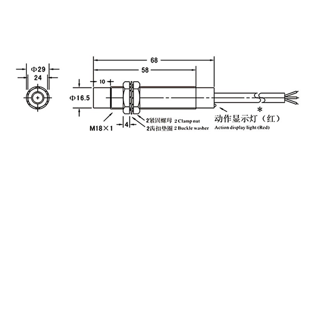 M18 Proximity Switch เซนเซอร์ตรวจจับโลหะ พร็อกซิมิตี้สวิทช์ LJ18A3-8-Z/BX/BY/AX/AY 3-wire 6-36VDC ระยะตรวจจับ 8mm NPN/PNP type NO Normally Open/ NC Normally Closed HUCHOO