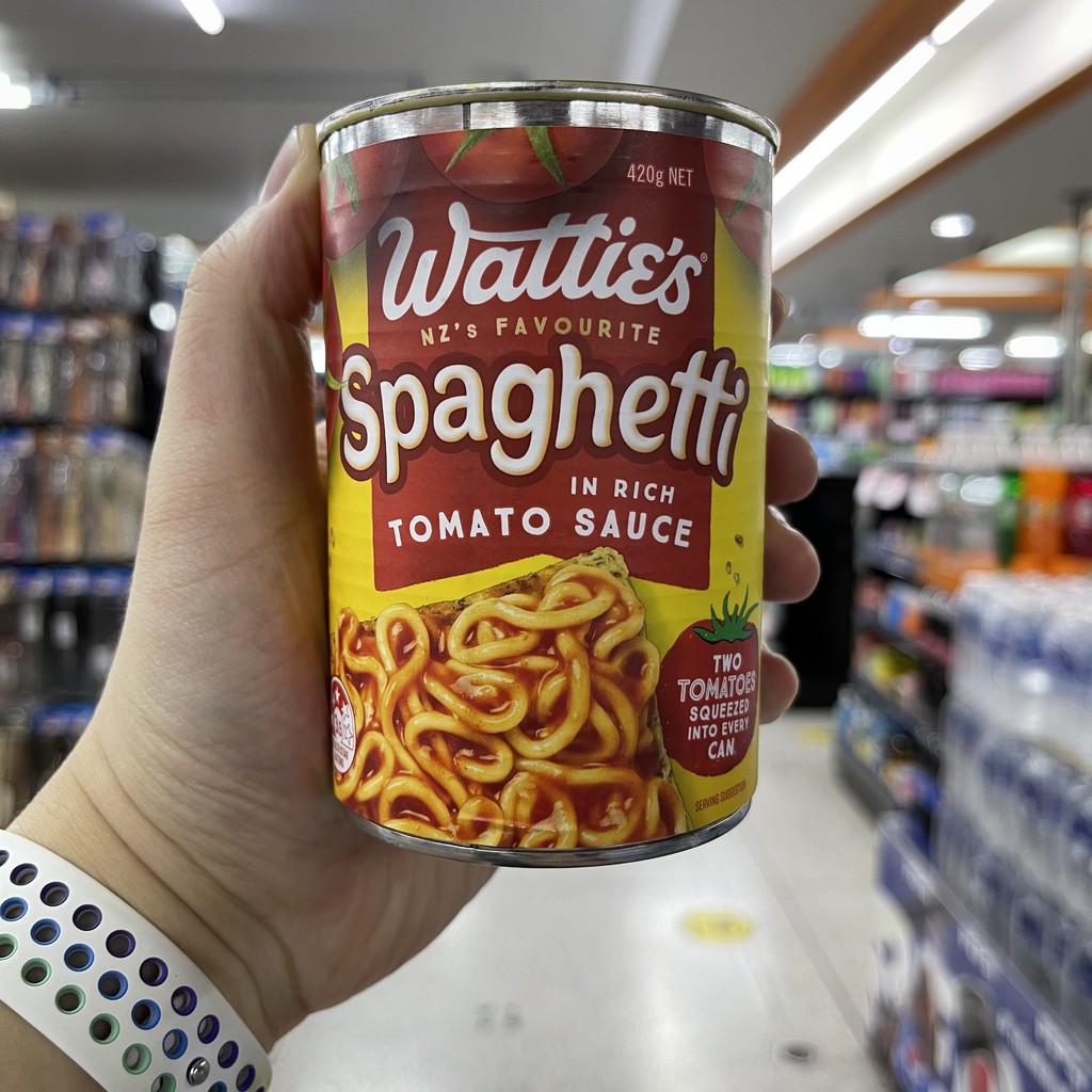 วัตตี้ส์ สปาเก็ตตี้ในซอสมะเขือเทศ 420 กรัม. Wattie's Spaghetti in Rich Tomato Sauce 420 g.