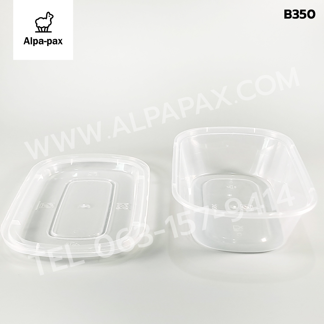 B350กล่องอาหารพลาสติก+ฝา 350ml. (ลัง 300ใบ) กล่องไมโครเวฟ กล่องข้าว กล่องอาหาร กล่องใส่อาหาร