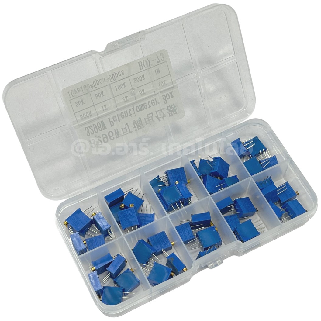 3296W Kit ชุดตัวต้านทานปรับค่าได้ VR แนวตั้ง 50ชิ้น VR Variable Resistor Trimpot Trimmer Potentiometer 10ค่า ค่าละ5ชิ้น Adjustable resistor