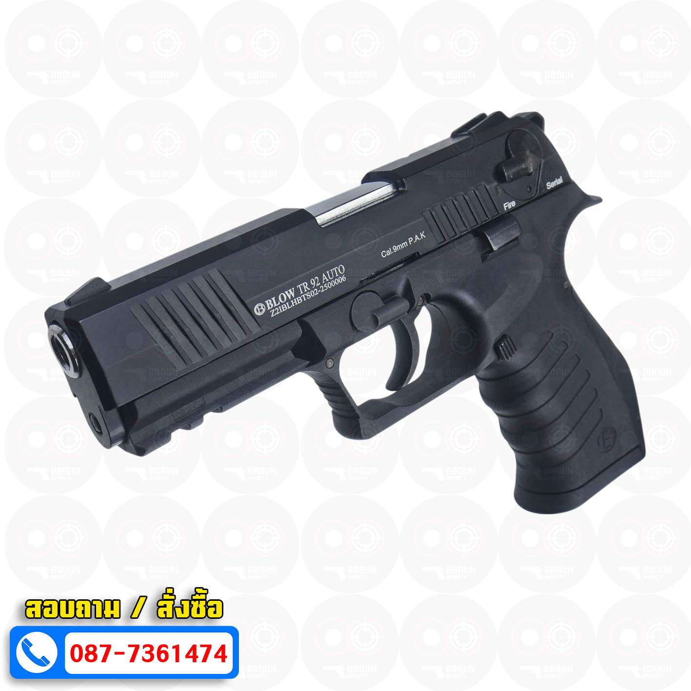 แบลงค์กัน BLOW TR 92 AUTO สีดำ BLACK Blank Gun ( 2 แม็กกาซีน + กล่องปืน )