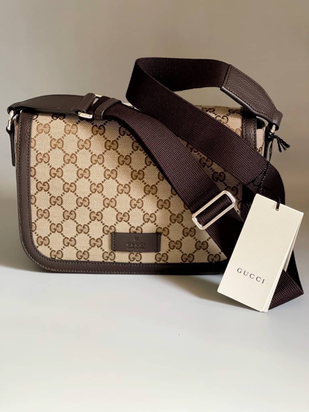 Gucci Canvas Flap Messenger Bag