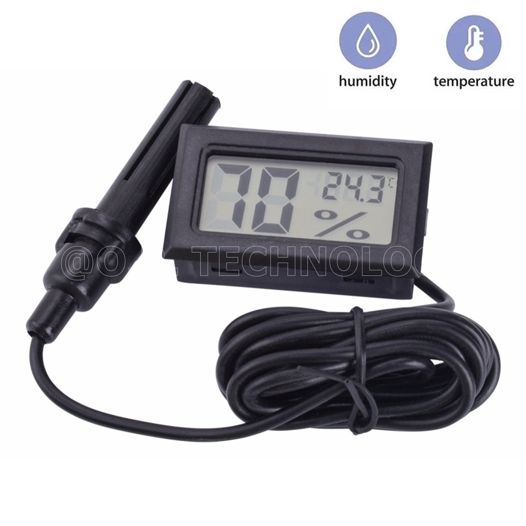 (1ชิ้น) AC286 ไฮโกรมิเตอร์ หน้าจอวัดอุณหภูมิ และความชื้น FY-12 Mini LCD Digital Thermometer Hygrometer Fridge Freezer Tester Temperature Humidity Meter with 1.5 Meter Wire
