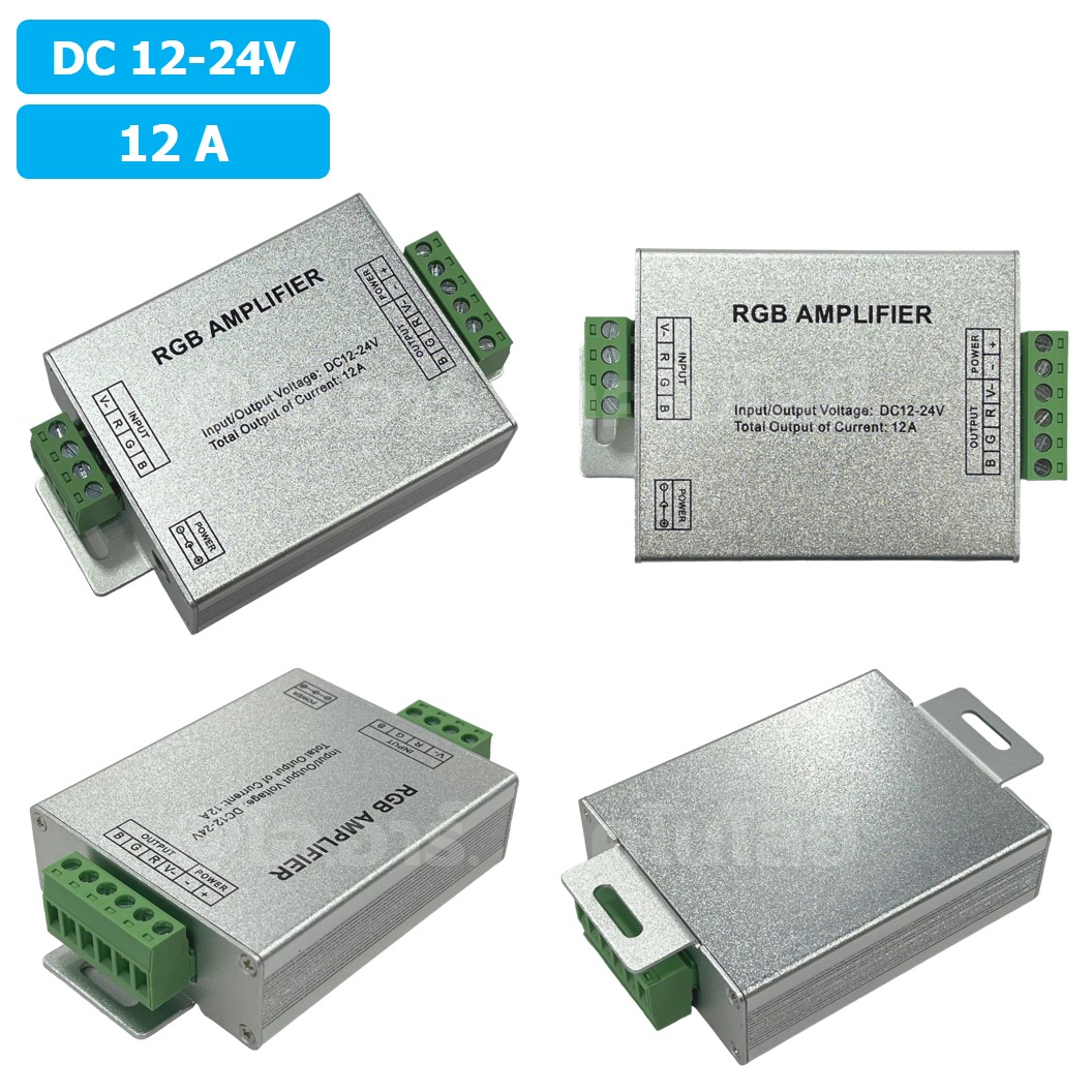 RGB AMP-12A อุปกรณ์ขยายสัญญาณ LED Repeater LED RGB Amplifier 12A 12-24VDC สำหรับไฟ LED Strip ตัวขยายไฟเส้น